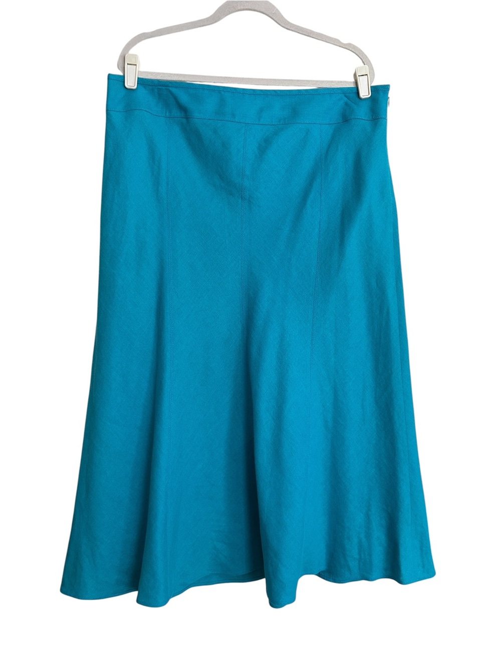 TALBOTS Pure Irish Linen Teal A-Line Midi Skirt Size 18 Summer Coastal Classic